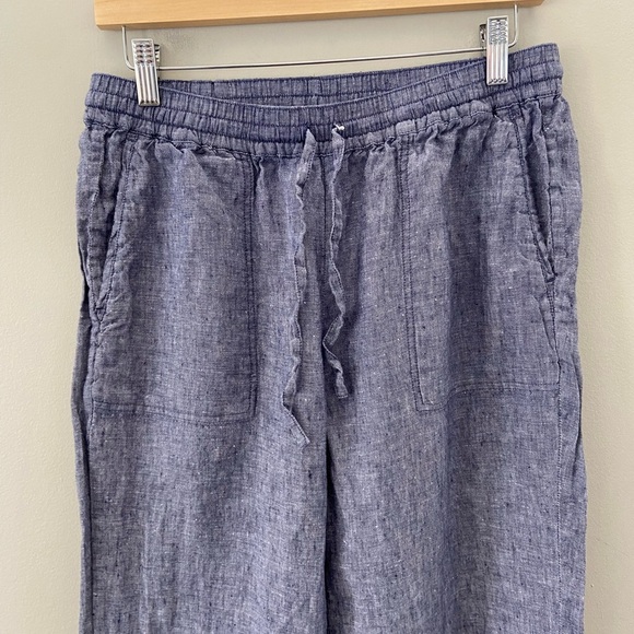 Saks Fifth Avenue Linen Chambray Relaxed Fit Wide Leg Summer lightweight Pants - Picture 2 of 6